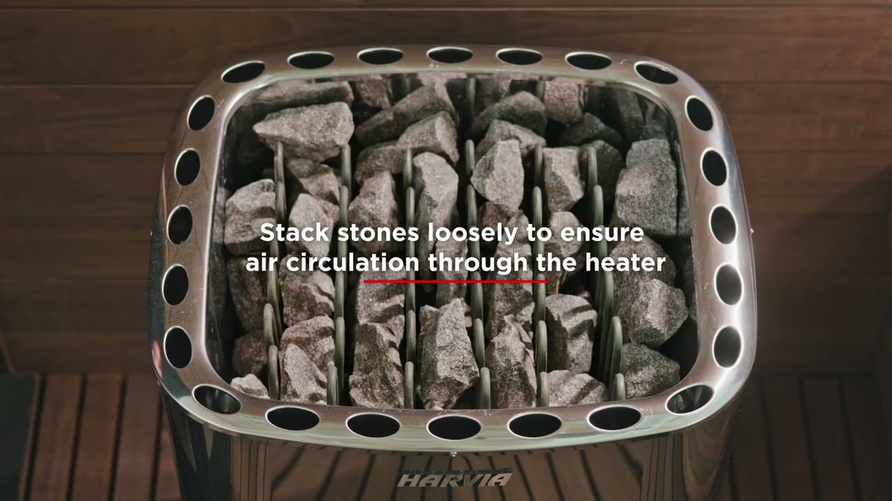 Vyskládání saunových kamenů do el. kamen - anglicky