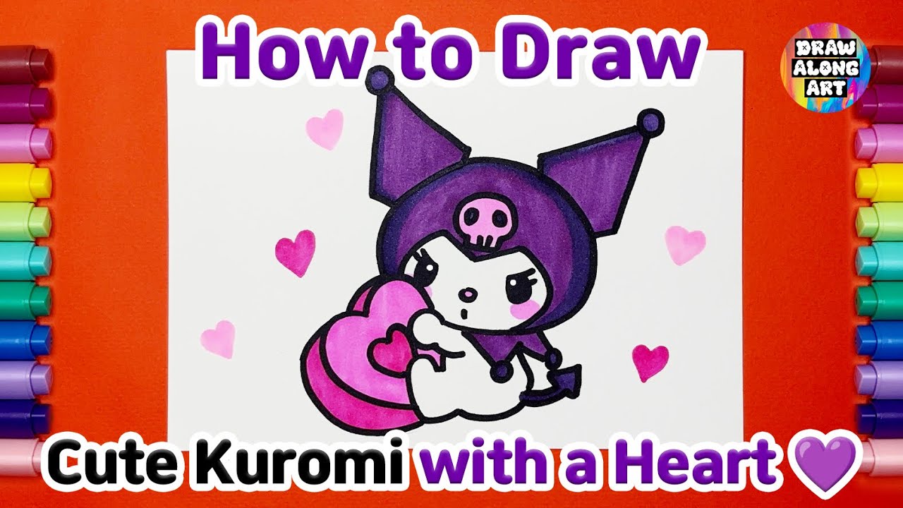 How to Draw a Cute Kuromi with a Heart 💜 | Step by Step