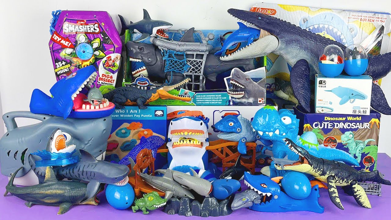 Jurassic World Unboxing Review Asmr Colorful Dinosaur T-rex Triceratops Mosasaurus Spinosaurus Shark