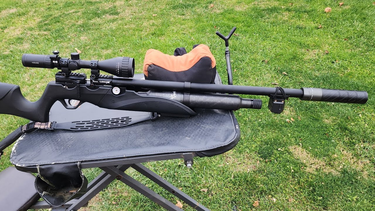 Air Venturi Avenge X 25 cal. 34 gr. H&N slug HPll. Donnyfl Yokozuna moderator. FX pocket chrony V2