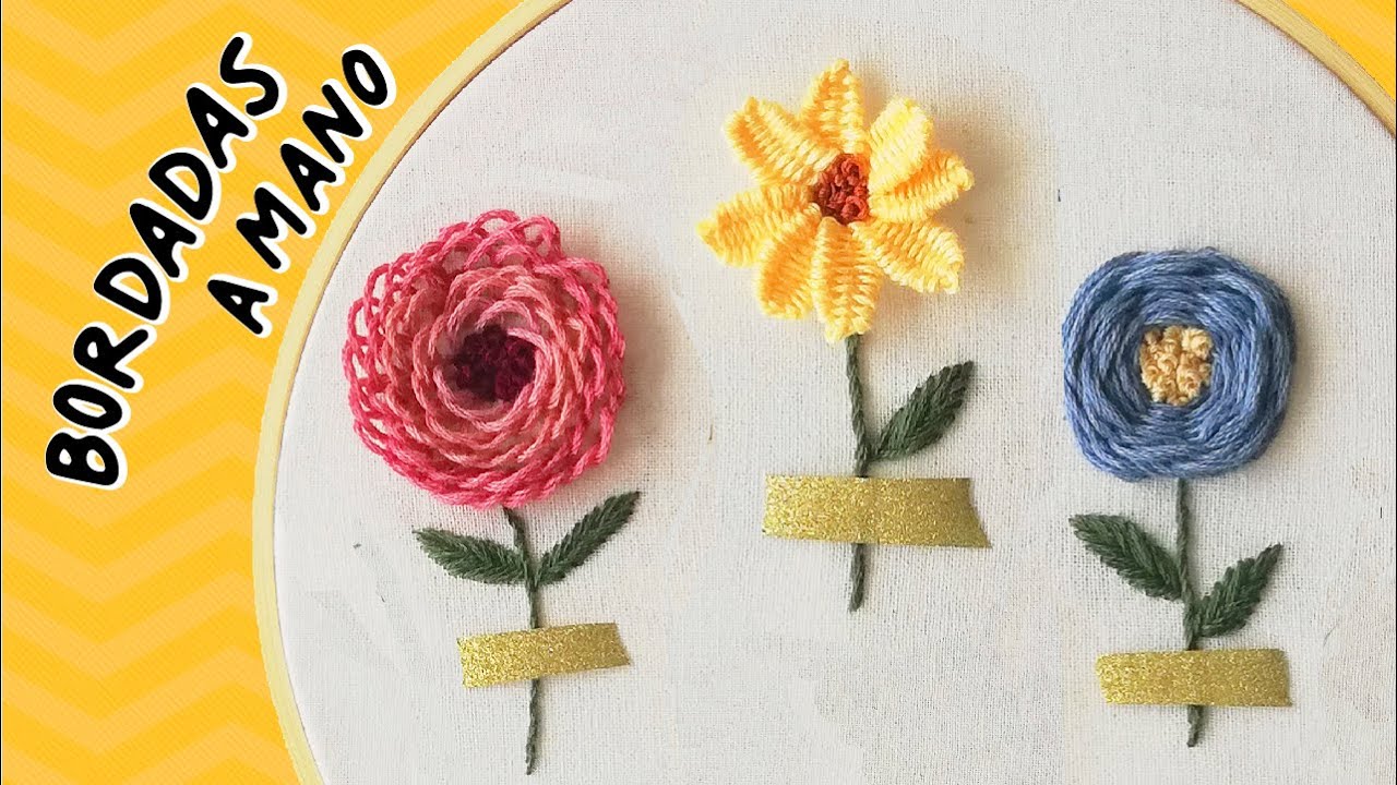 🌷 5 PUNTADAS para BORDAR Flores 🌺 Paso a Paso | Bordado a Mano para PRINCIPIANTES #07
