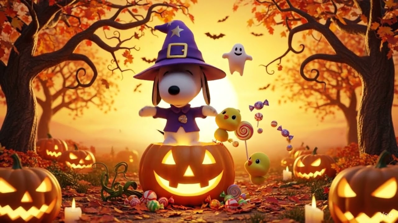 🎃 Snoopy’s Halloween Magic 🍭 | Relaxing Jazz & Cozy Autumn Ambience