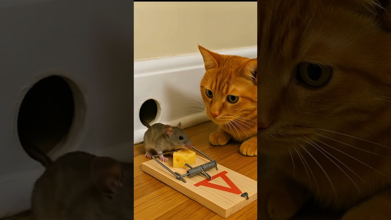 The mouse trap set by the cat. #animalvideos #catandmouse #catvsmouse