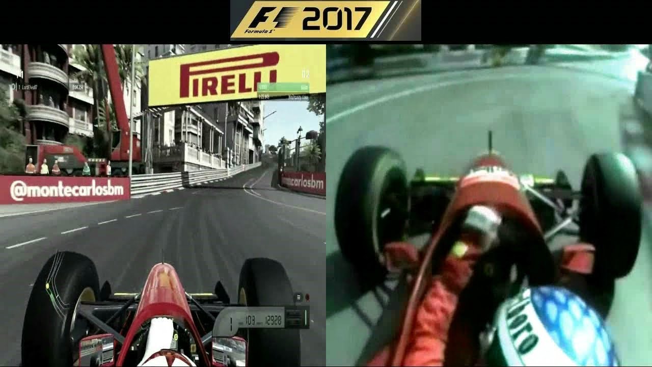 F1 2017 Ferrari 412 T2 1995 vs Real car onboard at Monaco