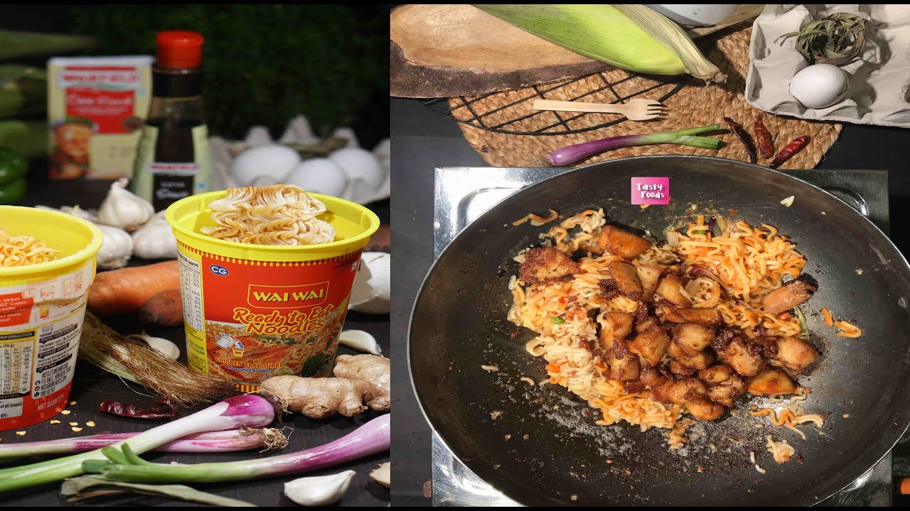 CUP NOODLES to PAN NOODLES | Chicken WAI WAI + MAGGI | 