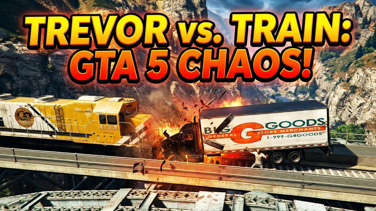 Trevor vs  Train Insane Truck Jump On Tracks Bridge Stunt