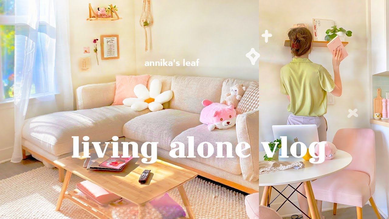 apartment room makeover 🏡🌸 minimal & pinterest aesthetic, new furniture, slacking off, living alone