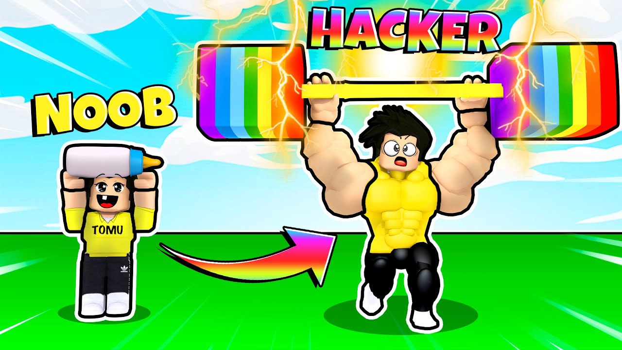NOOB vs HACKER i BYGGER DET STÖRSTA MUSKELGYMMET!!! (roblox)