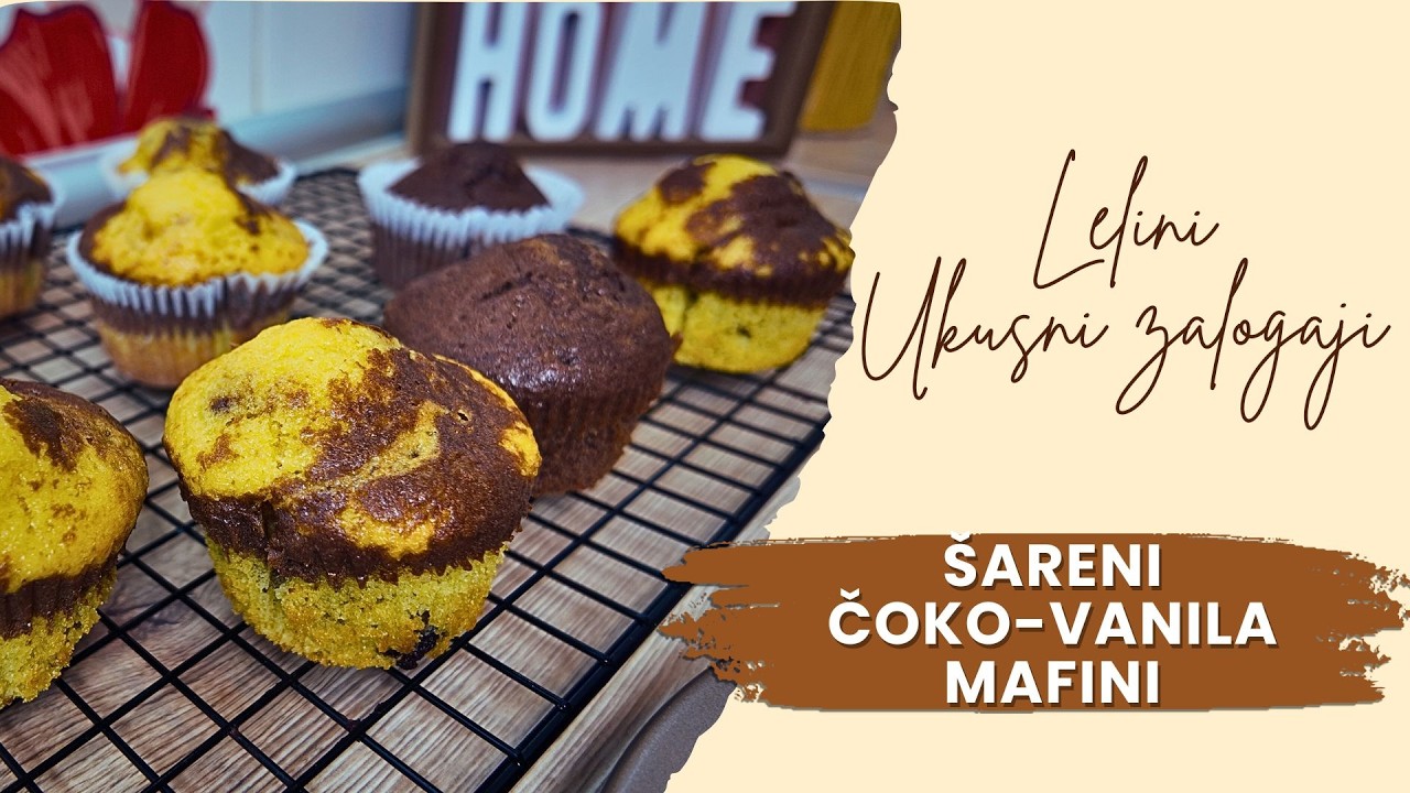 Šareni čoko-vanila mafini 🧁 Mekani, mirisni i gotovi za čas! | Lelini ukusni zalogaji