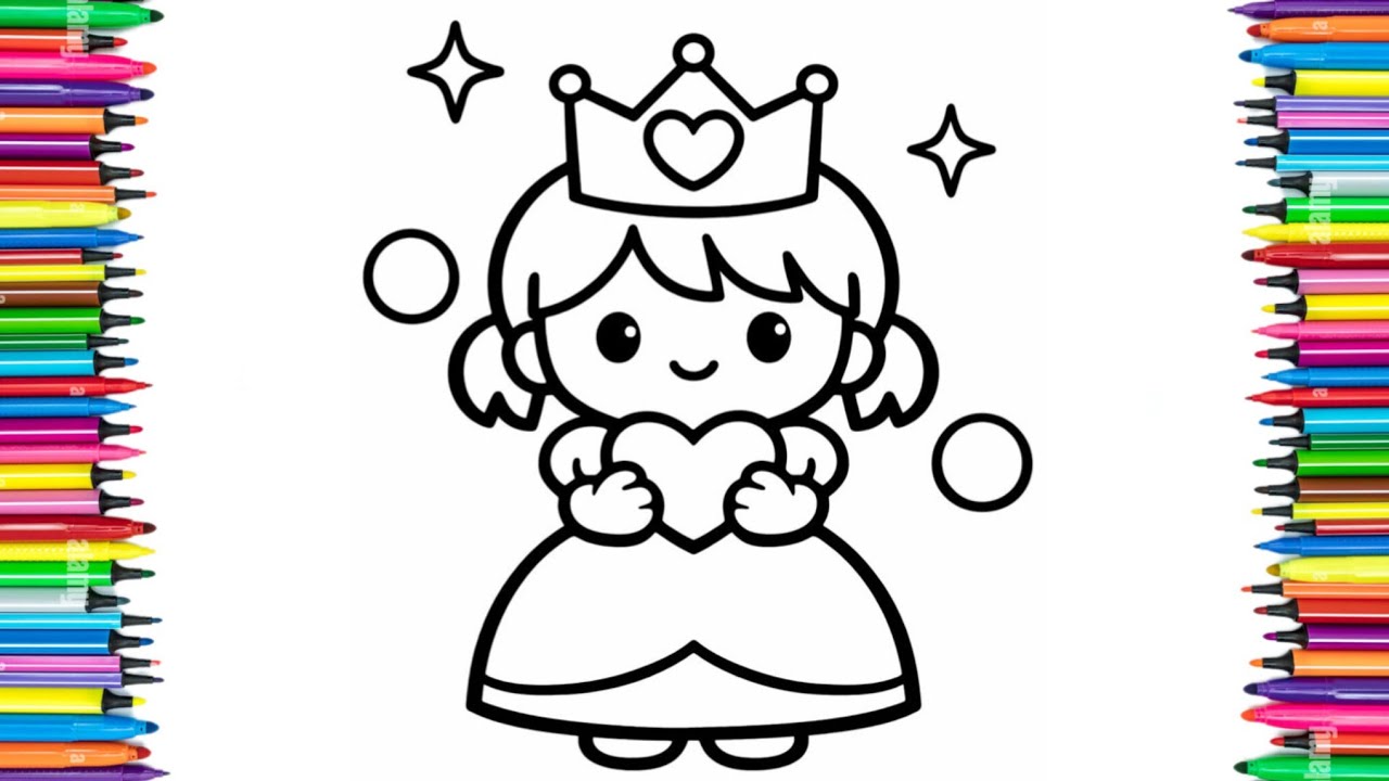How To Draw A Princess For Kids | Simple & Cute Drawing Tutorial | 