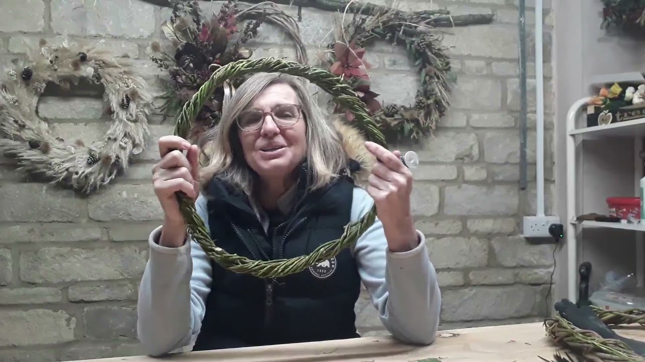 How to weave a simple circular willow base for a Christmas Wreath with easy to follow instructions.