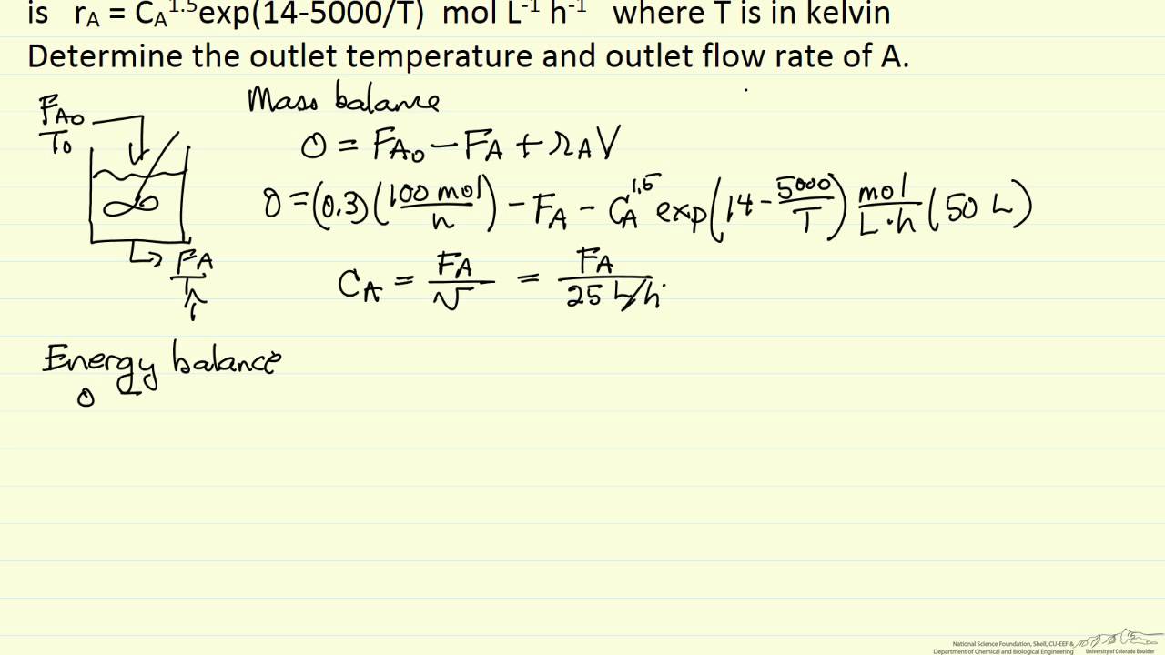 Adiabatic CSTR Example