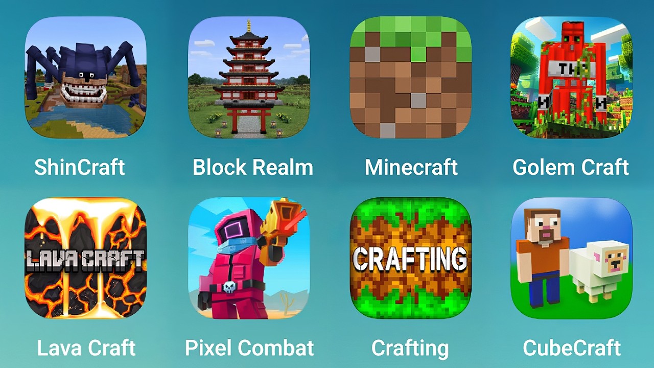 ShinCraft, Block Realm, Minecraft, Golem Craft, Lava Craft, Pixel Combat, Crafting and Building