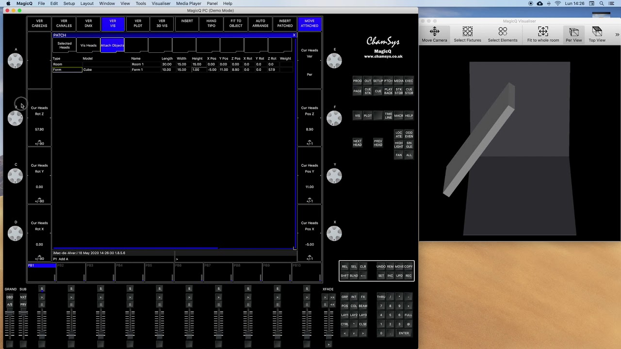 Pacheo de estructuras con el visualizador en Magicq