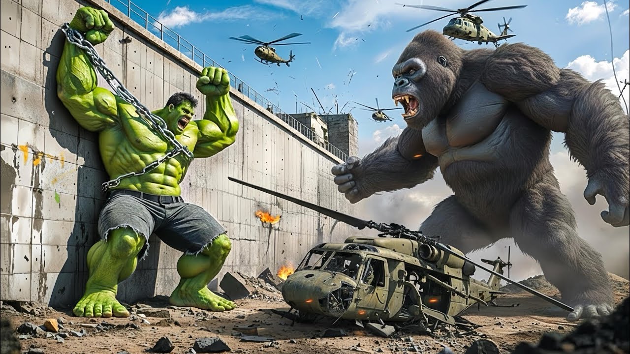 Hulk and King Kong Team Up… Until the Helicopters Arrive!