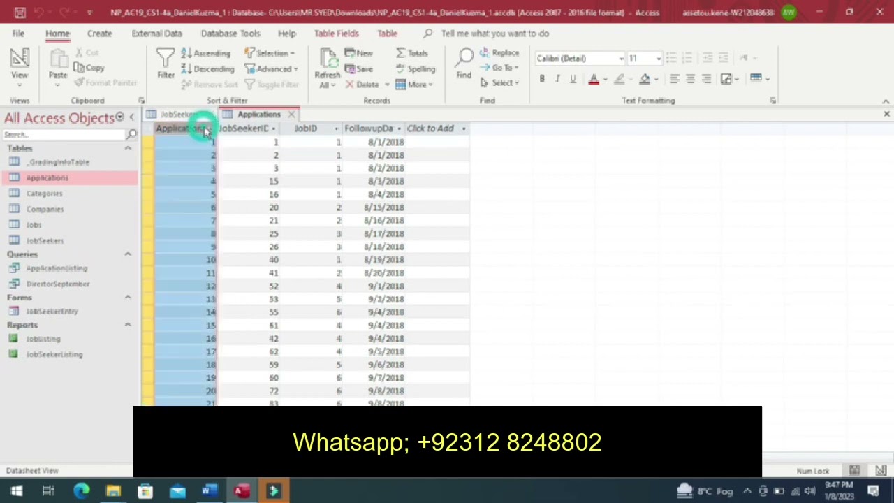NP_AC19_CS1-4a-FirstLastName_accdb | Exp19 Access SAM Module 4 Capstone | Access Database SAM 3a