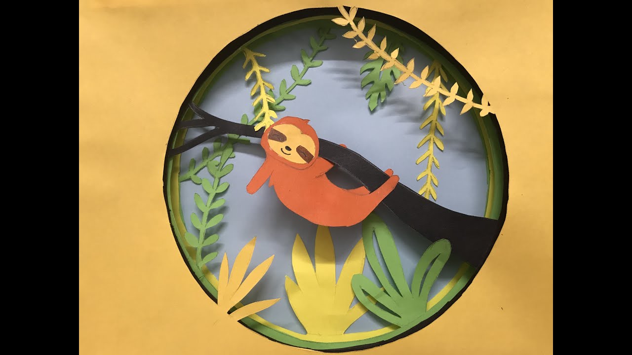 3D layered paper cut animal illustration | paper shadow box | diy home decor