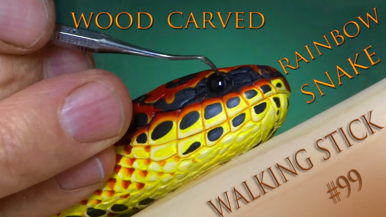 Wood Carved Georgia Rainbow Snake Walking Stick #99