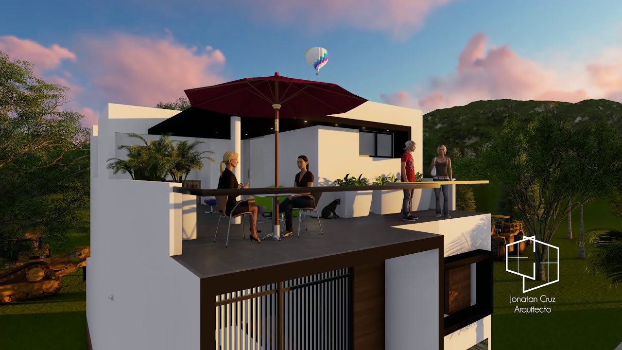 RECORRIDO 3D DE VIVIENDA 8X20 RENDER ARQUITECTO JONATAN CRUZ