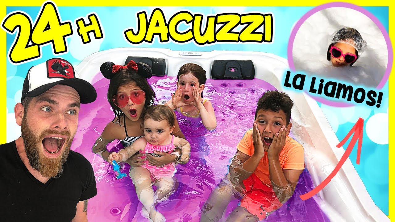 24 HORAS en el JACUZZI con KARINA & MARINA y NENO a ESCONDIDAS 😱 24 Horas en la PISCINA de ESPUMA