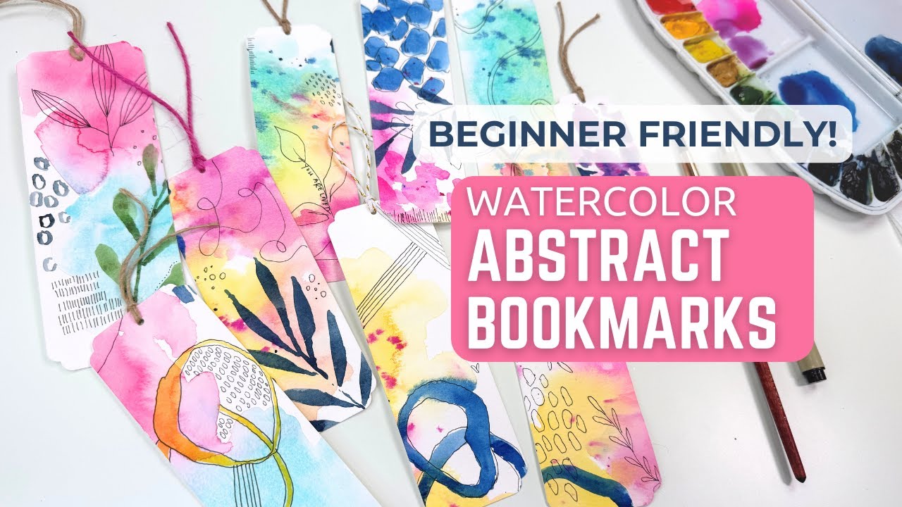 Easy Abstract Botanical Watercolor Bookmarks! Fun and Relaxing
