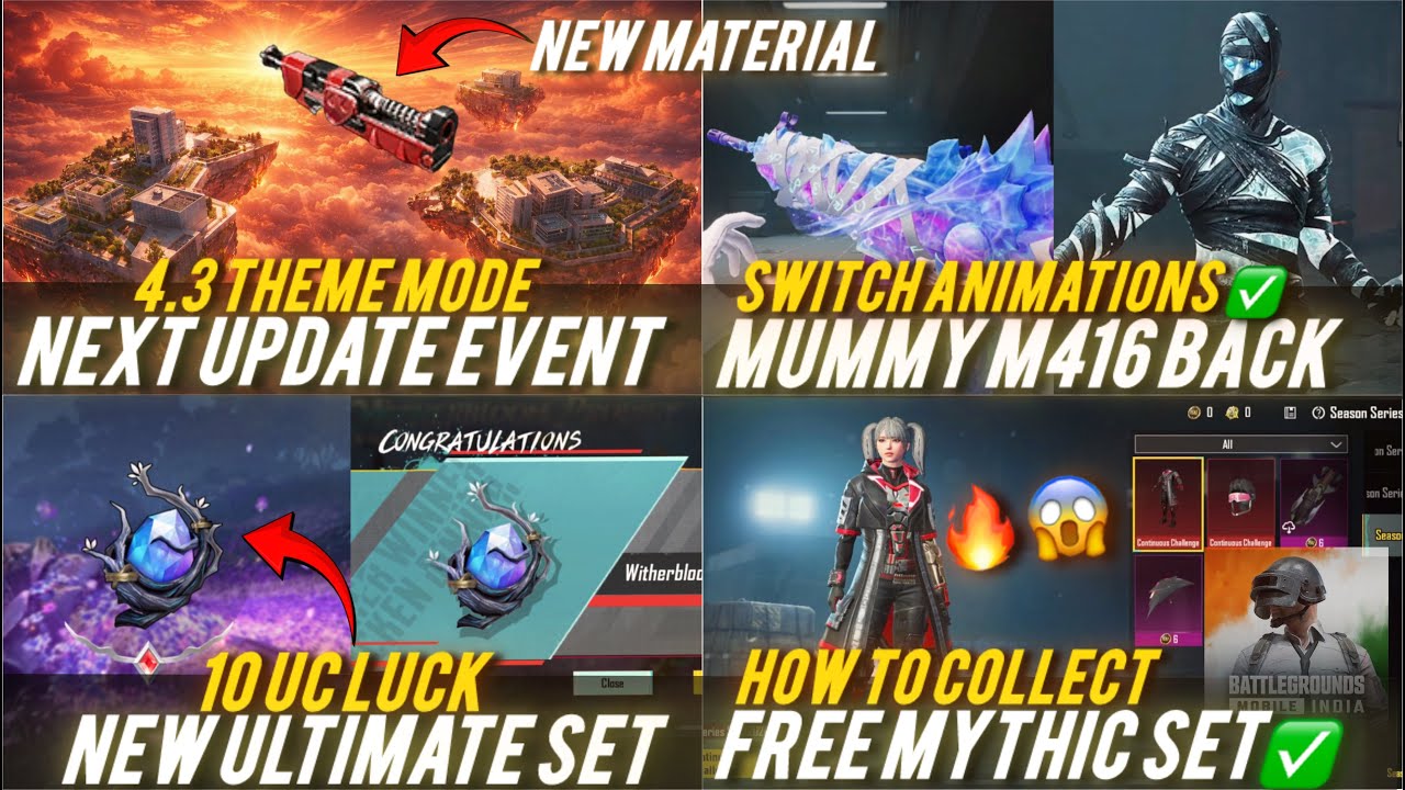 10UC LUCK 🔥FINALLY 4.3 UPDATE NEW CHANGES 😱🔥OLD MATERIAL BYE BYE 🥹MUMMY M416 WITH NEW ANIMATIONS✅🔥