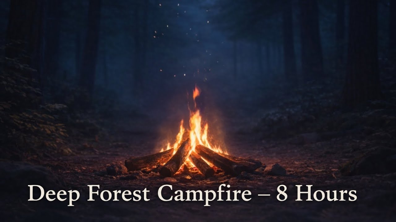 深い森の焚き火と静かな夜｜心を整える睡眠アンビエンス8時間 Campfire in the Deep Forest 8 Hours
