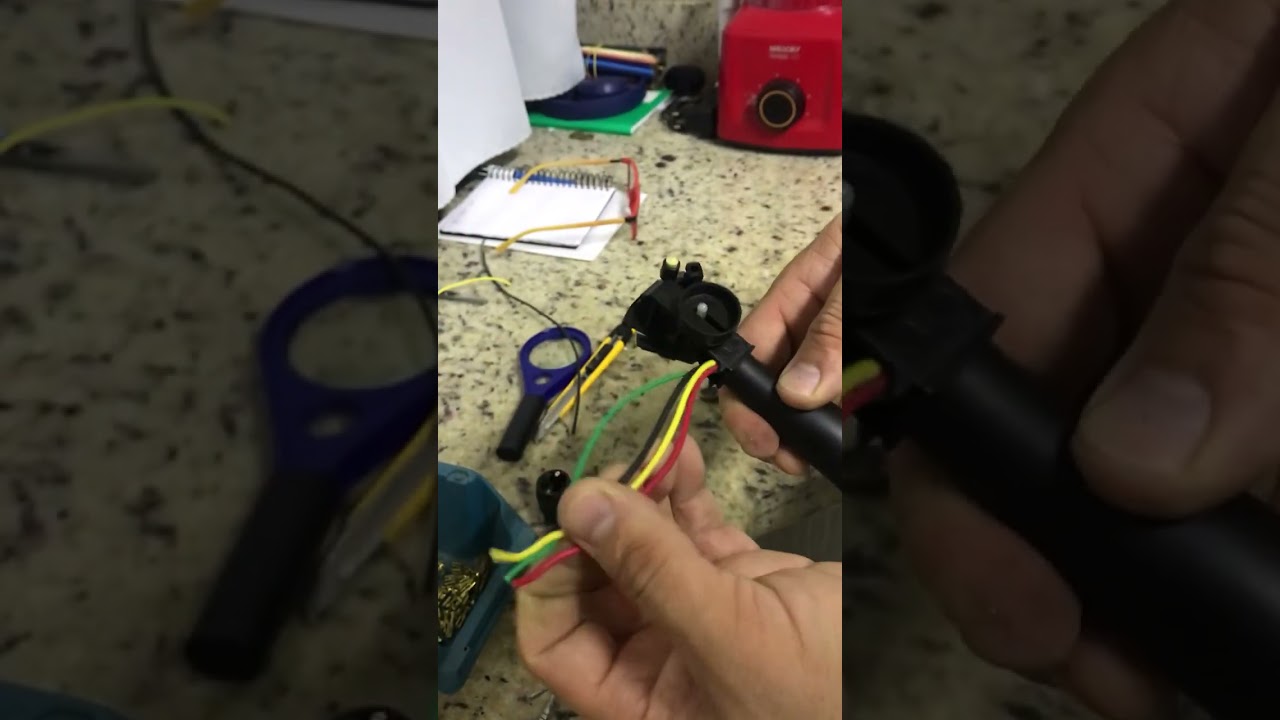 Montagem do comando da chave de seta do fiesta já com os fios trocado