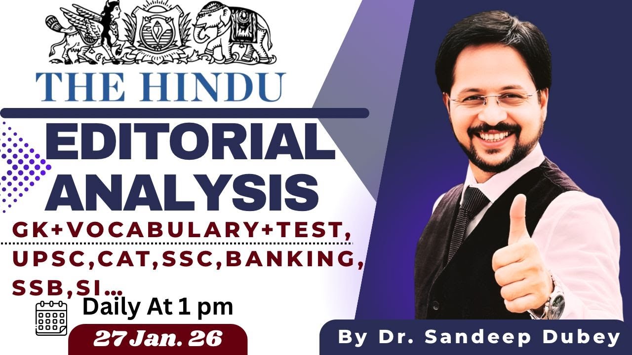 27 Jan Editorial |The Hindu Explained in Hindi | Dr. English Exam Guru | vocabulary | GK