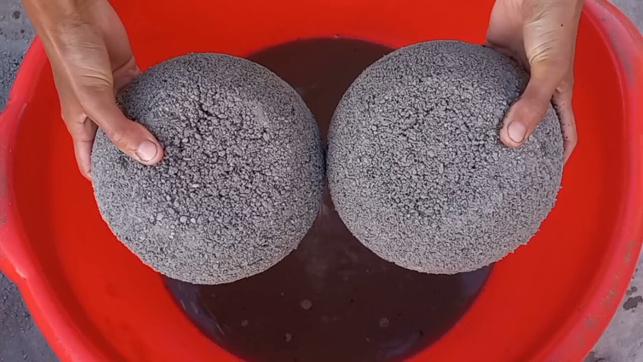 Black Concrete Bowls crumbling and Dipping in lots of Water asmr sounds #asmr #insane
