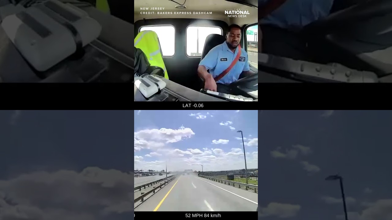 PLANE CRASH: moment plane wheel crashes into BAKERY TRUCK