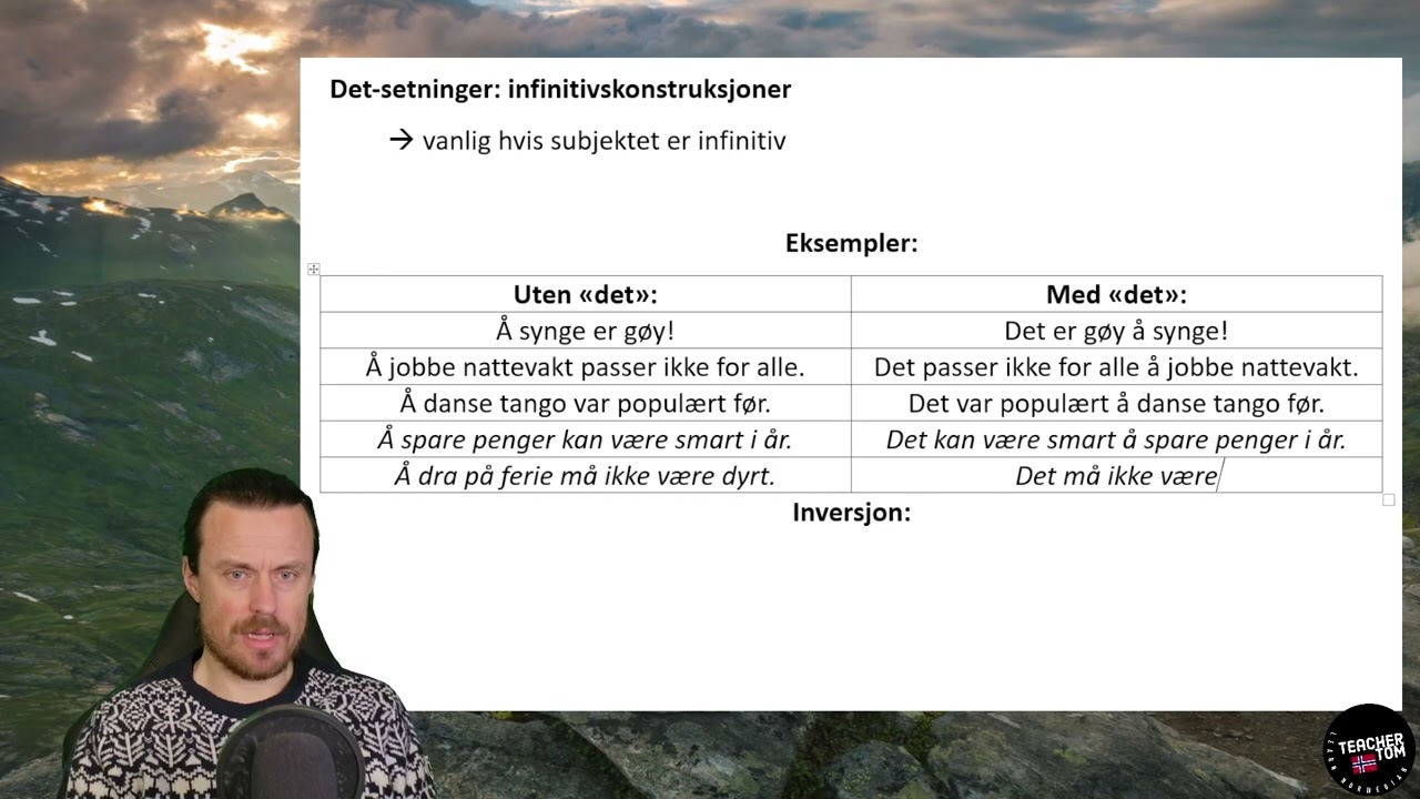 Lær Norsk! - DET-setninger: infinitiv som subjekt - B2