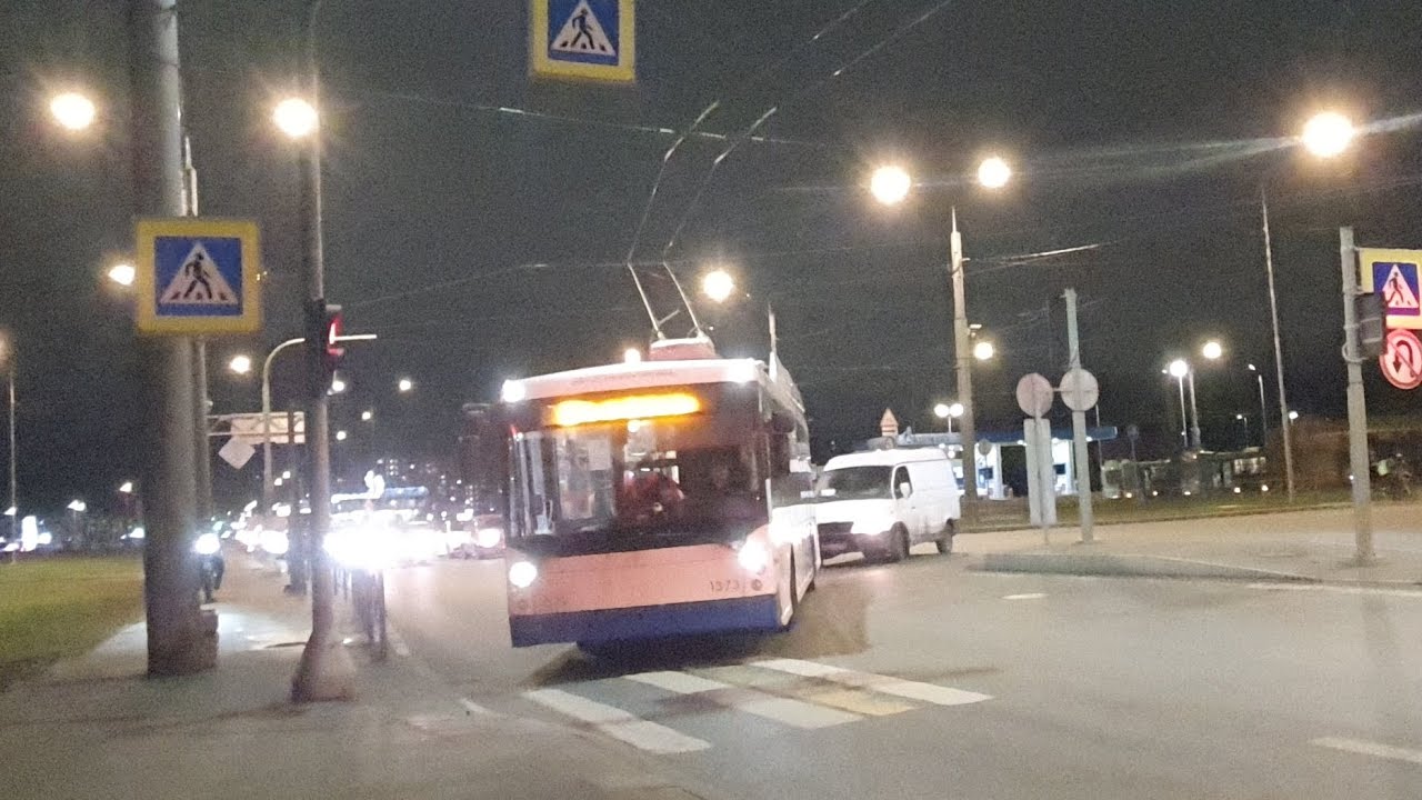 Полный маршрут 37  Ул. Пионерстроя-ст. м. Проспект ветеранов. Троллейбус Мегополис и Авангард.