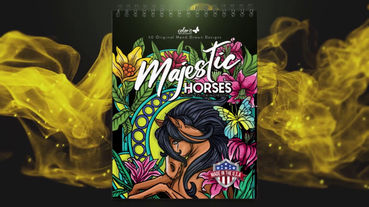 ColorIt Majestic Horses Adult Coloring Book Flipthrough