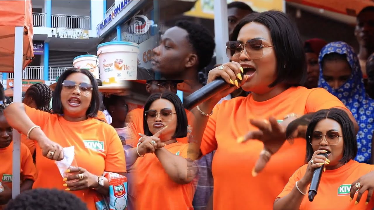 Nana Ama Mcbrown is Loved ❤️: Watch how she was mobbed at Madina Market with Kivo Gari Crew . HUGE🔥