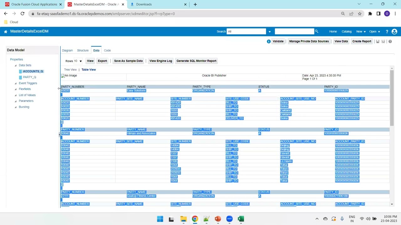 How To Display Master Child Data Using Excel Template - In Oracle Fusion ERP - BIP