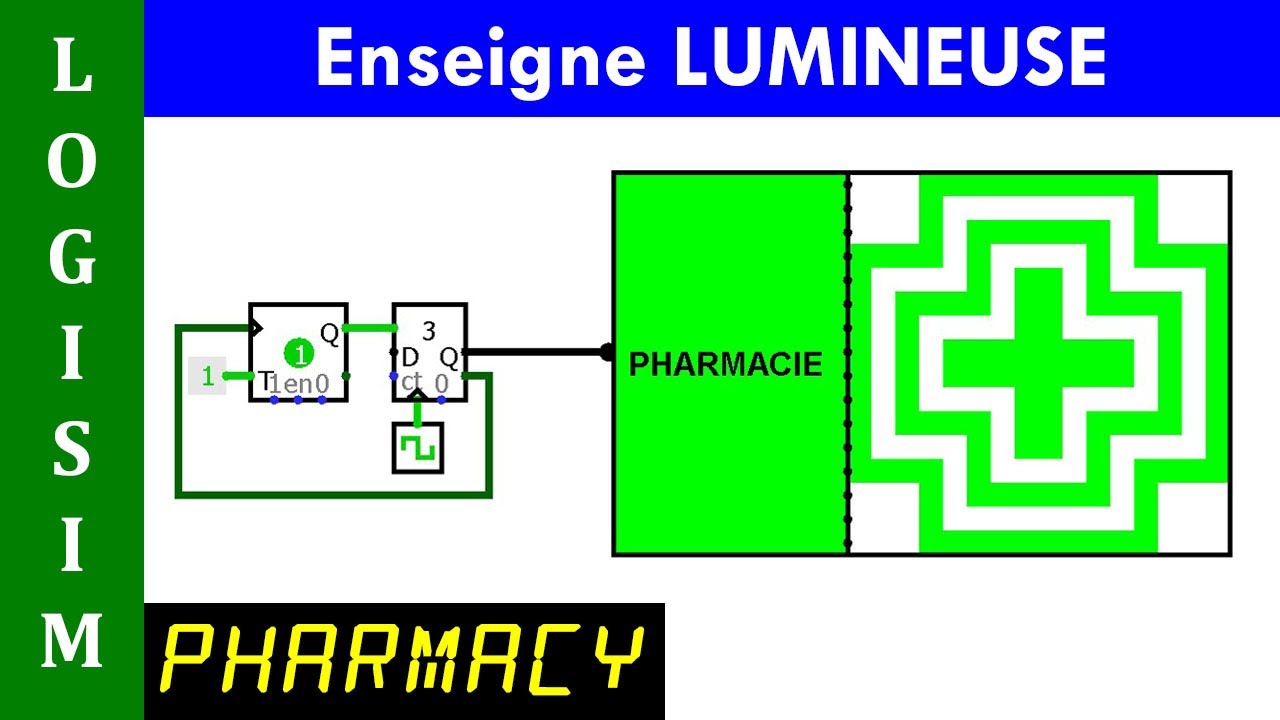 LOGISIM - Enseigne Lumineuse de Pharmacie - Illuminated Pharmacy Sign
