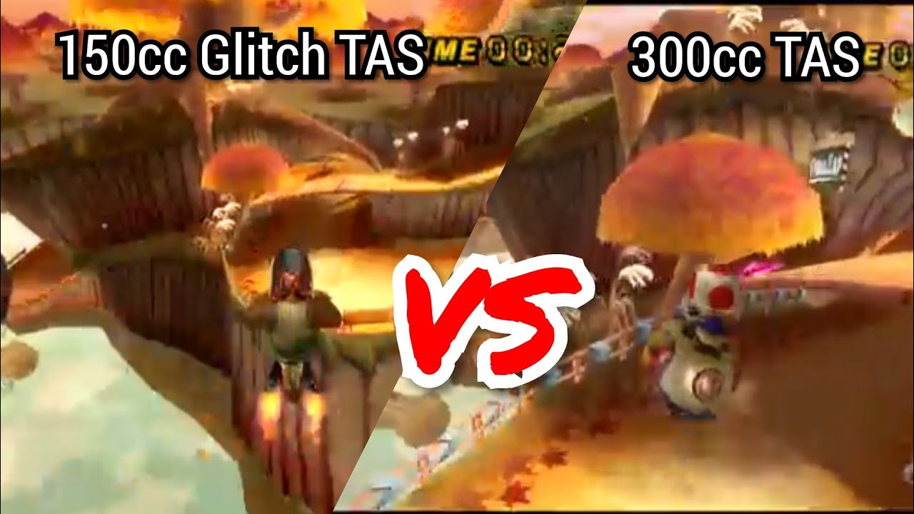 [MKWii] 150cc Glitch TAS VS 300cc TAS - Maple Treeway World Record Comparison