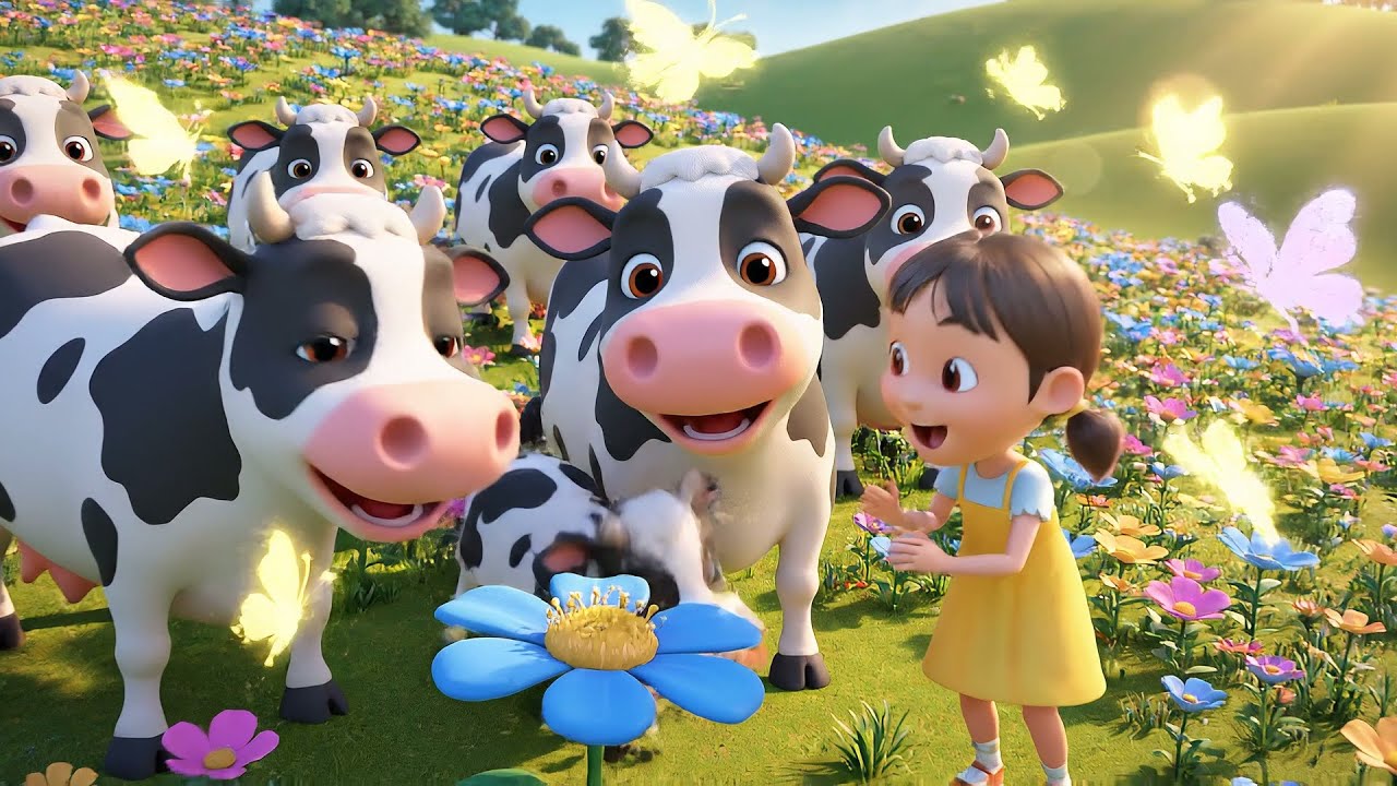 Eight Little Cows Moo Moo Moo | Nursery Rhymes for Kids & Baby Songs