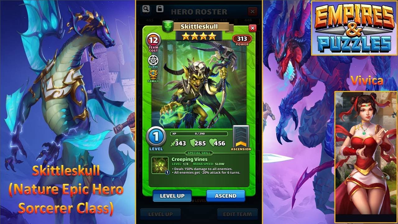 [*/\*] Empires & Puzzles - Unlock Epic Nature Hero Skittleskull (Sorcerer Class)