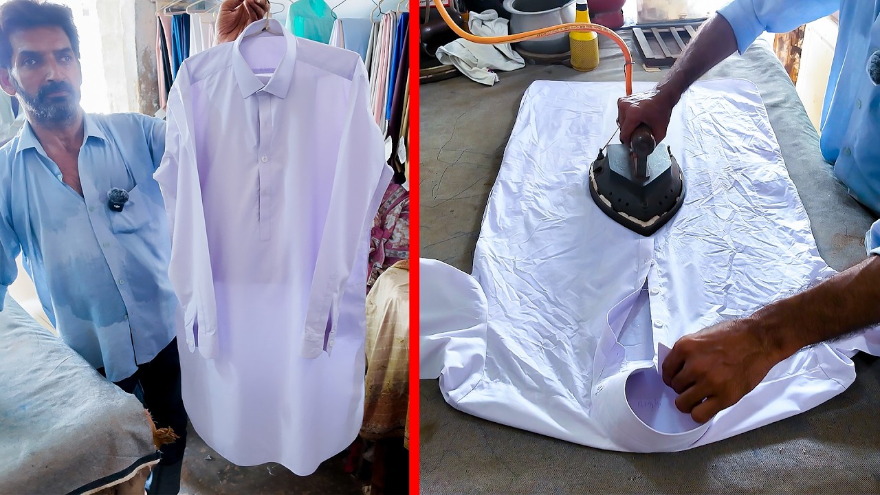 Gas Iron At Dry Clean ~ Press Your Shirt With Gas Iron | Amazing skill Point
