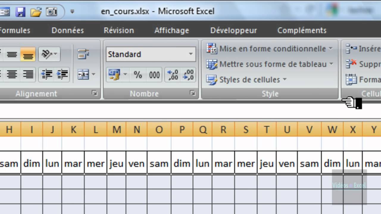Excel 2007 : Mise en forme conditionnelle des week-end avec les fonctions JOURSEM et OU