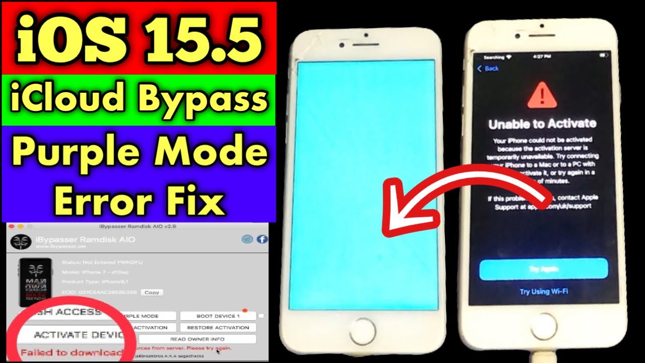 Fix unable to activate iCloud Bypass iOS 15 | iPhione 7 Purple Mode fixed all errors |