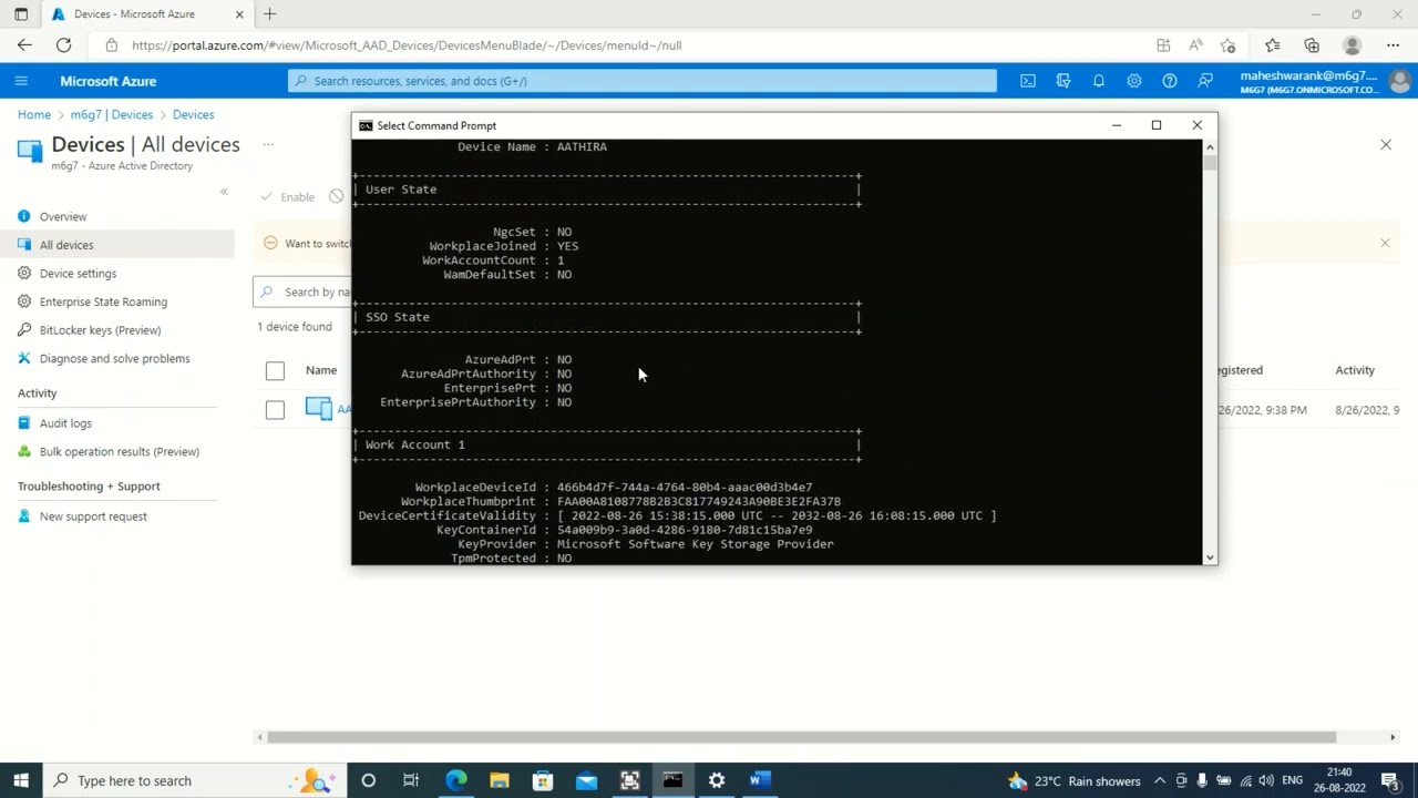 Azure Ad device registration Demo | Azure Ad registered validation 