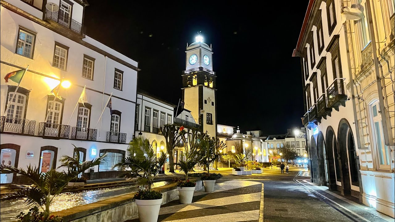 LIVE: Ponta Delgada Walk on a chilly Wednesday evening, Sao Miguel Azores Portugal - 19.03.2025