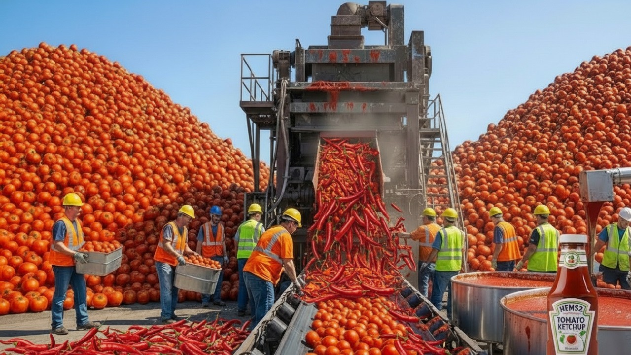Inside a Real Chilli Tomato Ketchup Factory | How Traditional Food Is Made