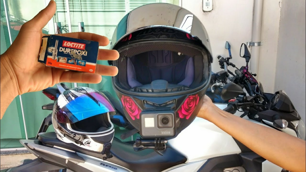 Como colocar Gopro no capacete com Durepox suporte fixo e muito barato