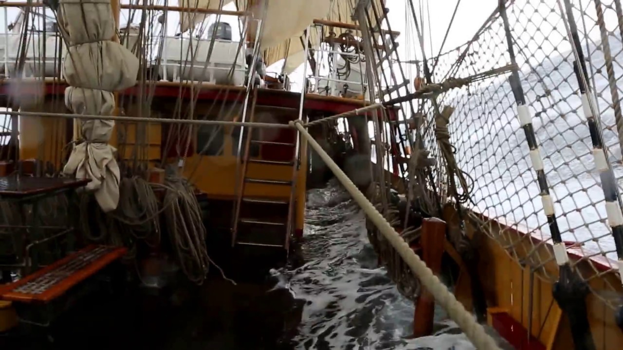 MASSIVE WAVE hits Bark Europa sailing on the Drake Passage