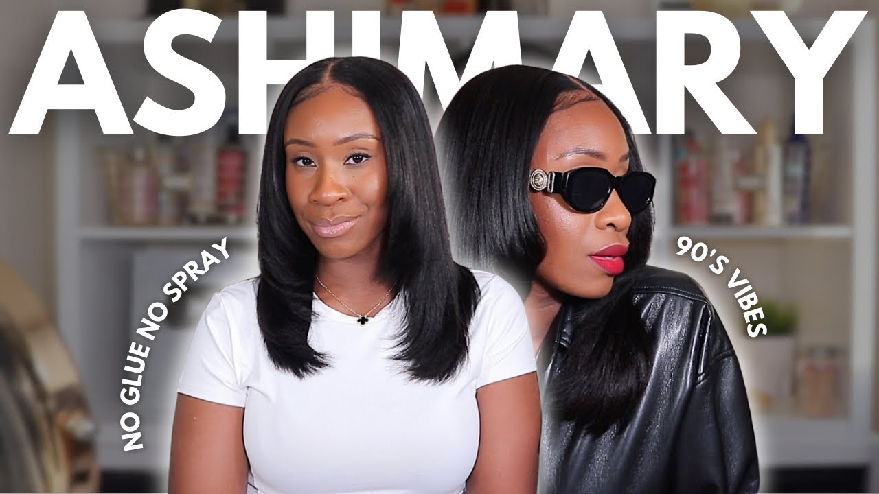 It’s giving 90’s Relaxed Hair! Natural Hairline😍| 16” Yaki Straight Glueless Wig Ft. Ashimary Hair