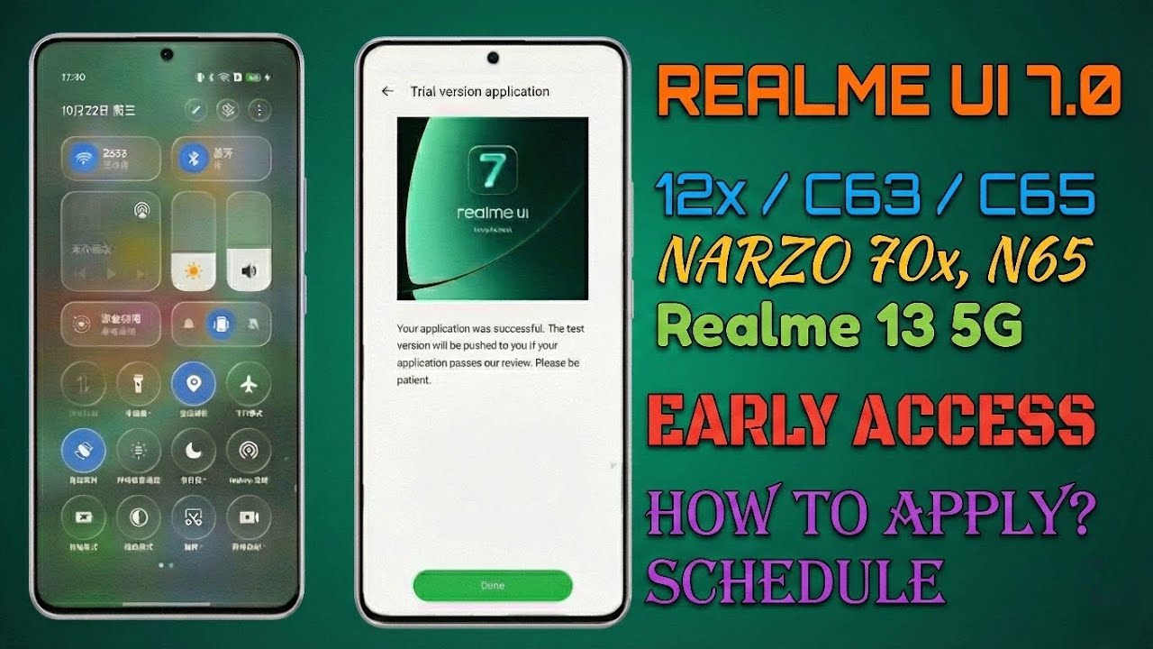 Realme UI 7.0 Update - Early Access for 12x,C63,C65,Narzo 70x,N65,13 5G | Apply for Android 16